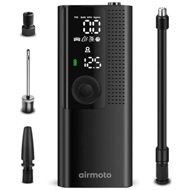 Image for article titled Airmoto Tire Inflator Portable Air Compressor/Pump for Car Tires w/Digital Tire Pressure Gauge, Now 21% Off