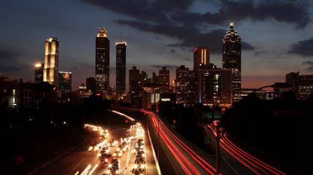 Atlanta city skyline at night