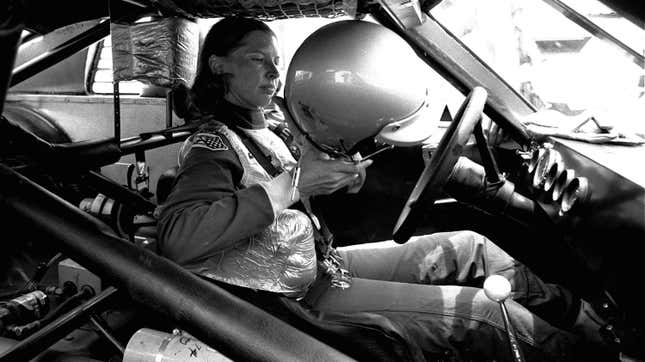 Janet Guthrie prepares for the 1976 Firecracker 400.