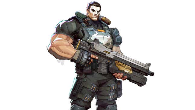 The Punisher holds a rifle in his hands.