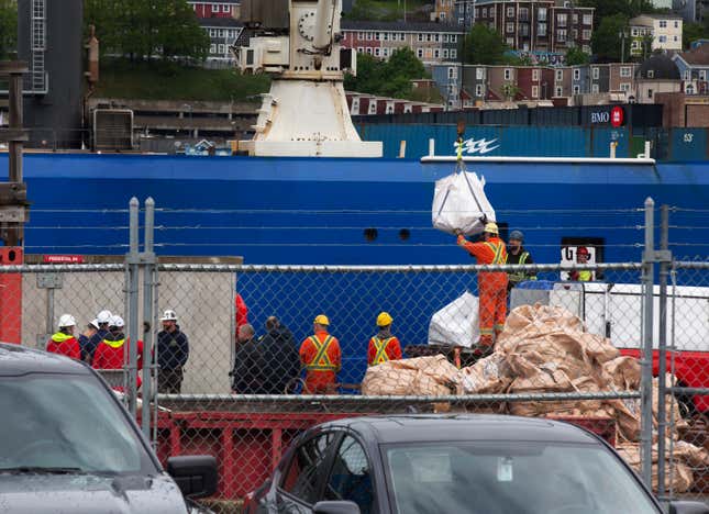 Image for article titled Photos Show Titan Sub Debris Being Unloaded