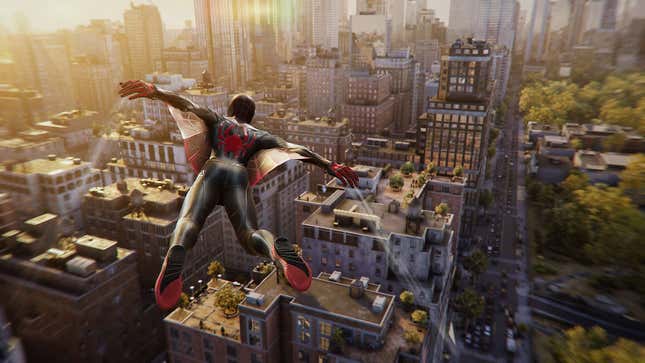Spider-Man soards over Manhattan.