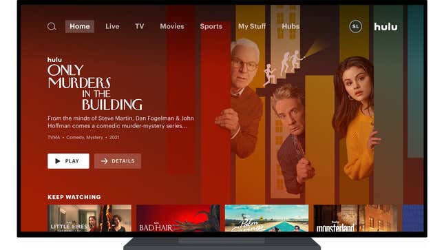 The Hulu home screen