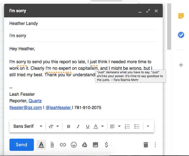 A Gmail plugin to stop apologizing so much on email