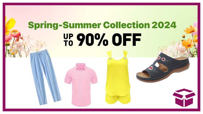 Spring shirts, pants, and sandals for the whole family.