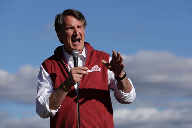 SMITHFIELD, VIRGINIA - OCTOBER 27: Virginia Gov. Glenn Youngkin speaks at a campaign rally for Republican U.S. House nominee, state Sen. Jen Kiggins on October 27, 2022, in Smithfield, Virginia. Kiggins and incumbent U.S. Rep. Elaine Luria (D-VA) are polling in a virtual tie for Virginia’s 2nd Congressional District ahead of the November 8 general election.