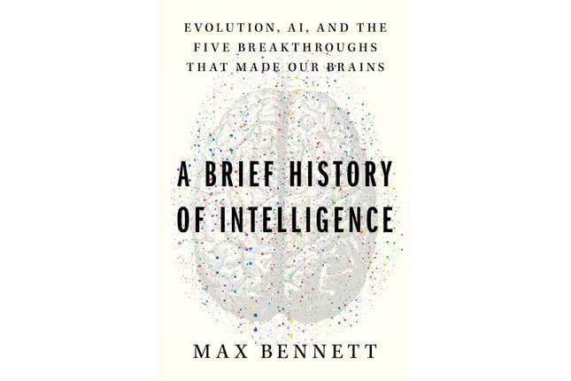 This cover image released by Mariner Books shows &quot;A Brief History of Intelligence: Evolution, AI, and the Five Breakthroughs That Made Our Brains&quot; by Max Bennett. (Mariner Books via AP)