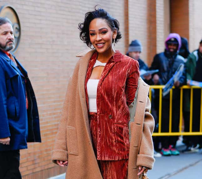 Meagan Good departs “The View” on January 23, 2023 in New York City. 