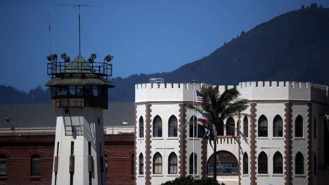 An exterior view of San Quentin State Prison in San Francisco, California, where Global Tel Link (GTL) is the sole provider of prison phone calls.