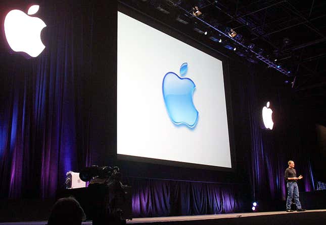 Steve Jobs at the Macworld conference in 1997