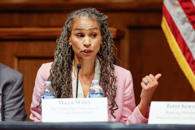 BIRMINGHAM, ALABAMA - JUNE 28: Maya Wiley President &amp; CEO, The Leadership Conference on Civil and Human Rights participates in a symposium hosted by Rep. Sewell to examine the impact of the Shelby County decision and strategize on the road ahead for voting rights at 16th Street Baptist Church on June 28, 2023 in Birmingham, Alabama. 