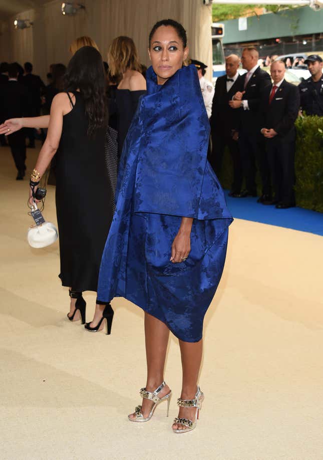 Tracee Ellis Ross attends The Metropolitan Museum of Art's Costume Institute benefit gala celebrating the opening of the Rei Kawakubo/Comme des Garçons: Art of the In-Between exhibition on Monday, May 1, 2017, in New York. (Photo by Evan Agostini/Invision/AP)