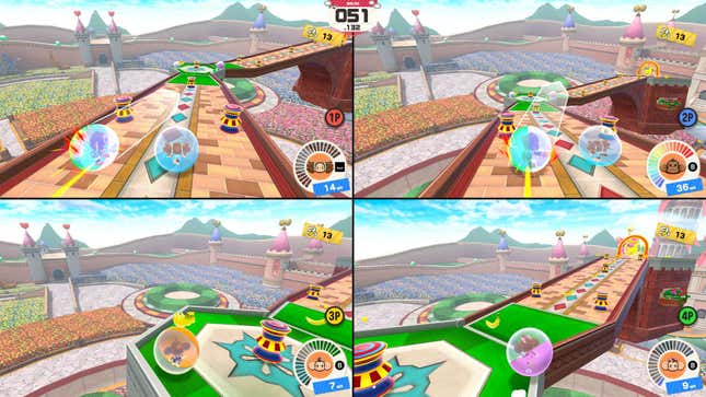 Four-player screenscreen Monkeyballing.