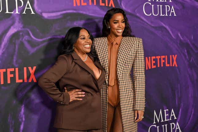 Sherri Shepherd, left and Kelly Rowland at the premiere of Tyler Perry’s “Mea Culpa” held at The Paris Theater on February 15, 2024 in New York City.