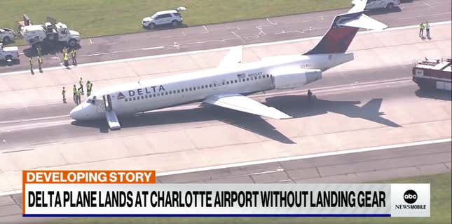 Image for article titled Delta Flight Lands In North Carolina Without Nose Gear