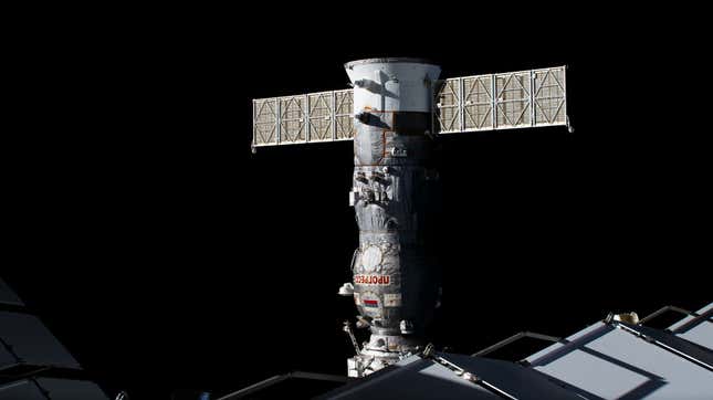 A Progress spacecraft docked to the ISS.