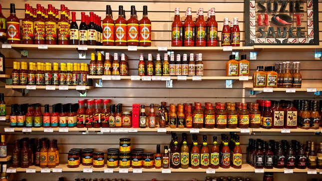 hot sauce on shelves