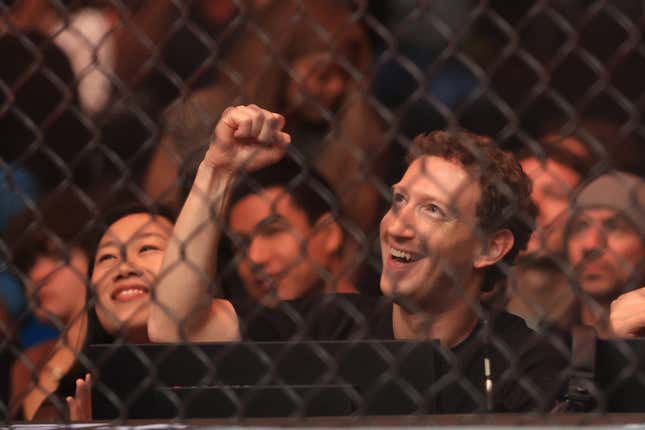 Meta CEO Mark Zuckerberg at UFC 298 at Honda Center.