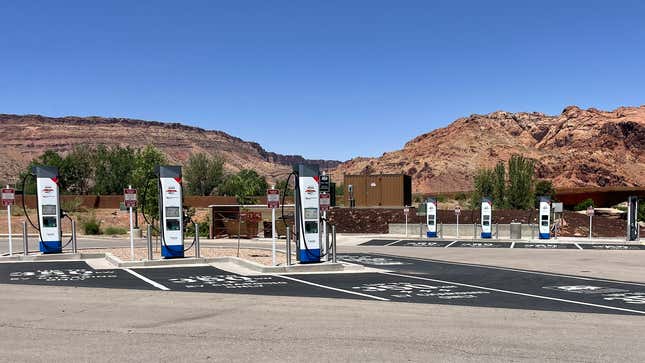 A photo of Electrify America's new Moab chargers