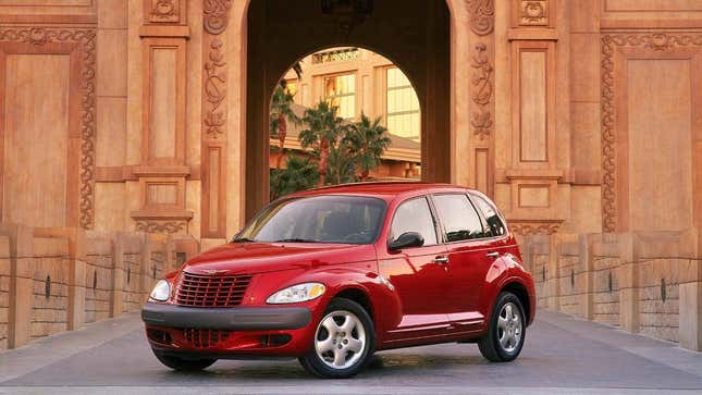 A red Chrysler PT Cruiser