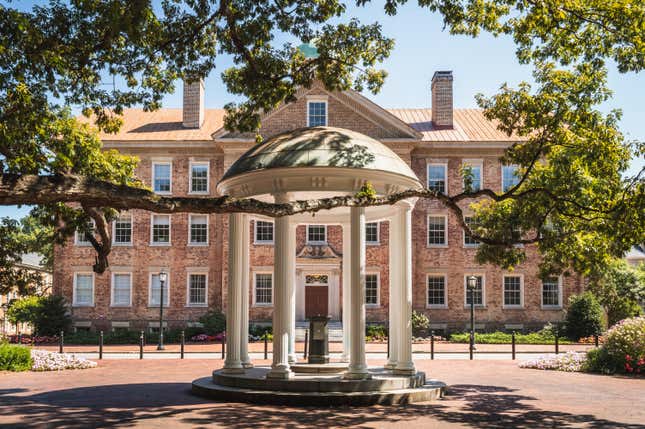 Chapel Hill / NC / USA - August 31, 2019: The Old Well at the University of Chapel Hill. From 1897, it was inspired in a similar structure from Versailles.
