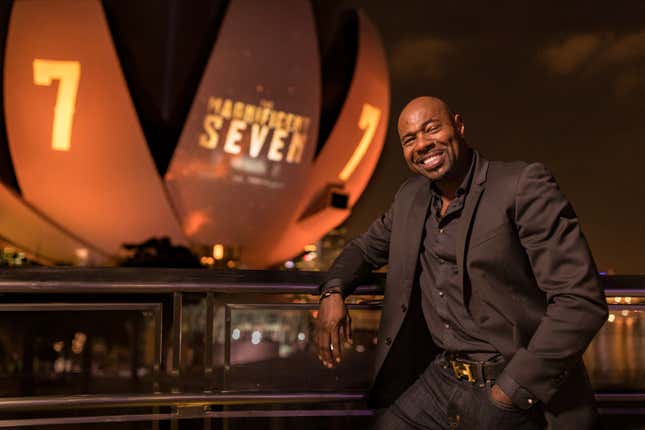 SINGAPORE - JUNE 15: Director Antoine Fuqua poses for a portrait during “The Magnificent Seven” red carpet and photo call at the ArtScience Museum at Marina Bay Sands on June 15, 2016 in Singapore. (Photo by Christopher Polk/Getty Images for Sony)