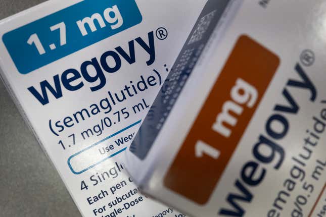 In this photo illustration, the injectable weight-loss medication Wegovy is available at New City Halstead Pharmacy on April 24, 2024 in Chicago, Illinois.