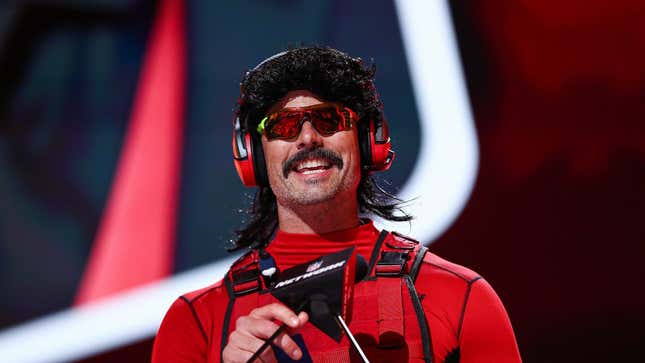 Dr Disrespect appears on stage during the 2022 NFL Draft. 