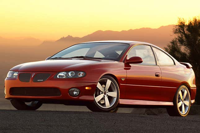 Red Pontiac GTO front-quarter view