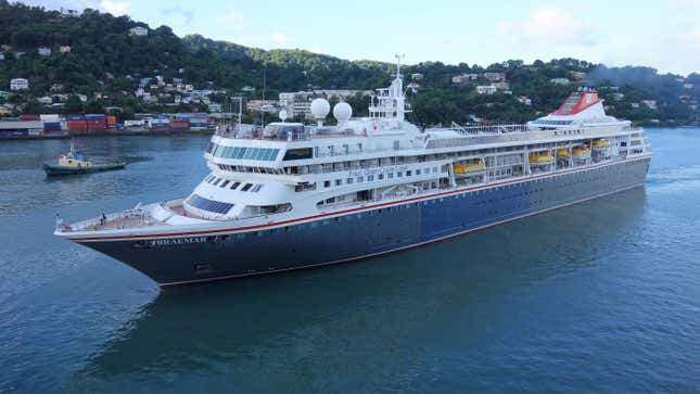 The cruise ship Braemar entering Castries harbor in 2017