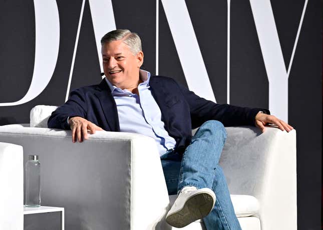  Ted Sarandos speaks onstage during the Fast Company Innovation Festival 2024 at BMCC Tribeca PAC on September 18, 2024 in New York City.