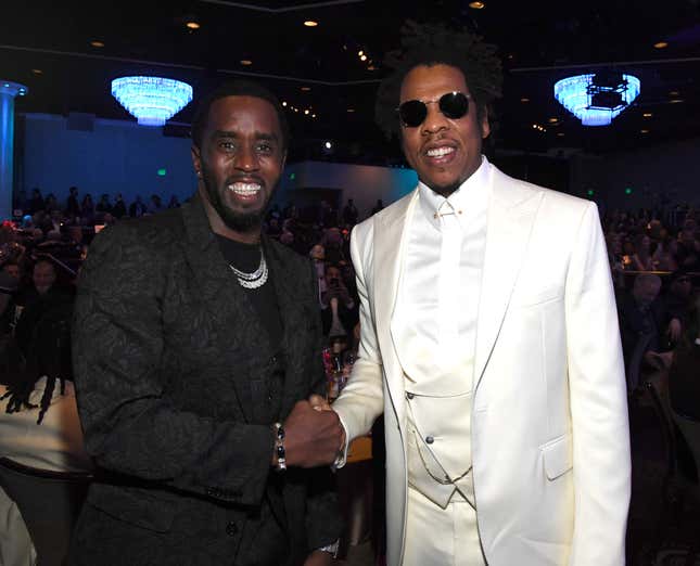 (L-R) Sean ‘Diddy’ Combs and Jay-Z attend the Pre-GRAMMY Gala and GRAMMY Salute to Industry Icons Honoring Sean “Diddy” Combs on January 25, 2020 in Beverly Hills, California. 