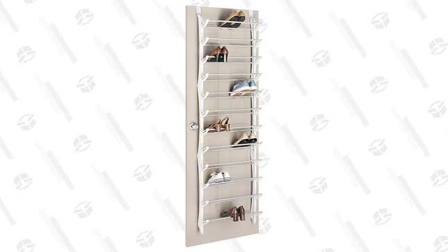 Unlike many over-the-door shoe organizers with pockets, this rack can fit bulkier footwear. Plus, it frees up your already limited floor space for, uh, walking or other storage containers.