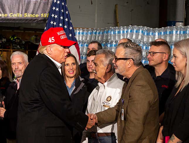 Image for article titled ‘That’ll Be $3,’ Says Trump After Handing Water Bottle To Sick Ohio Resident