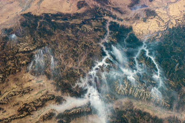 Image for article titled The destructive power of wildfires, seen from space