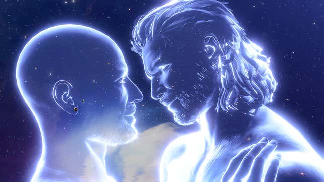 Shep and Gale's astral-projected souls are shown embracing.