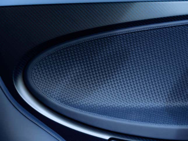 Door panel of the blue Bugatti Chiron L'Ultime
