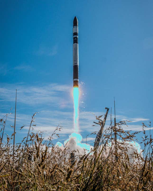 In this image released by Rocket Lab, an electron rocket successfully takes off from its launch site on the Mahia Peninsula, New Zealand, Friday, Dec. 15, 2023. California-based Rocket Lab launched a Japanese satellite TSUKUYOMI-I, into orbit on behalf of a Japanese start-up Institute for Q-shu Pioneers of Space Inc, Friday. (Rocket Lab via AP)