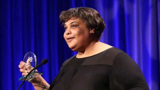 Roxane Gay accepts her Freedom to Write Award at the PEN Center USA’s 25th Annual Literacy Awards Festival at the Beverly Wilshire Hotel on Monday, Nov. 16, 2015, in Beverly Hills, Calif.