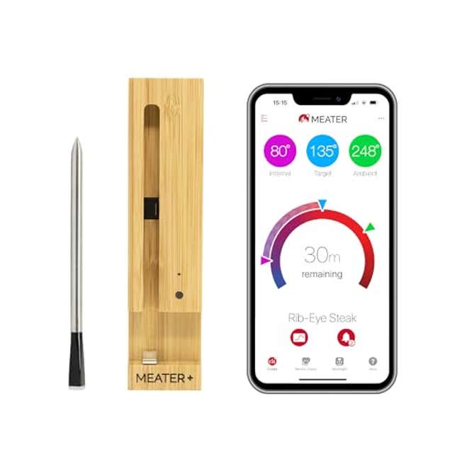 Image for article titled MEATER Plus: Wireless Smart Meat Thermometer with Bluetooth | Long Range | Measures Internal &amp; Ambient Temp | for BBQ, Now 30% Off