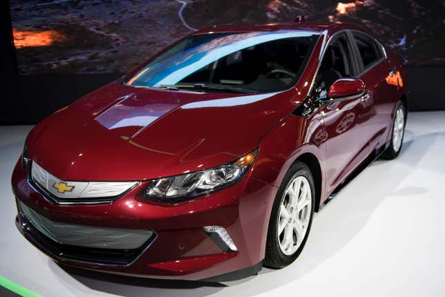 The Chevy Volt is shown during the 2017 North American International Auto Show in Detroit, Michigan, January 10, 2017.