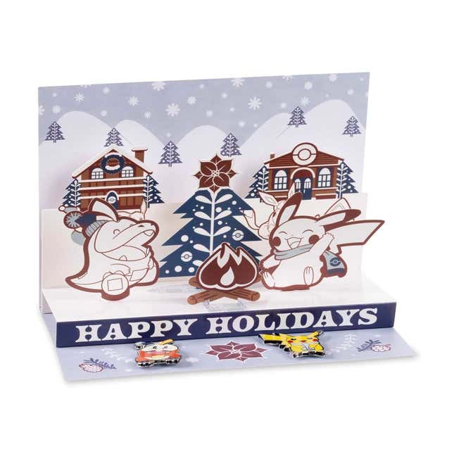 Pokémon-themed holiday popup card