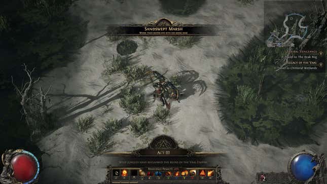 Sandswept Marsh zone entrance in Path of Exile 2.