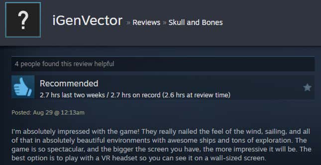 Image for article titled Skull And Bones, As Told By Steam Reviews