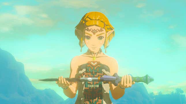 Zelda holding the master sword