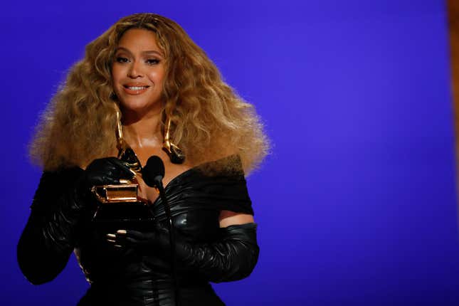 Beyoncé wins the award for Best R&amp;B Performance at THE 63rd ANNUAL GRAMMY? AWARDS, broadcast live from the STAPLES Center in Los Angeles, Sunday, March 14, 2021.