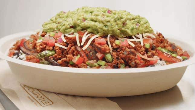 Chipotle plant-based chorizo burrito bowl