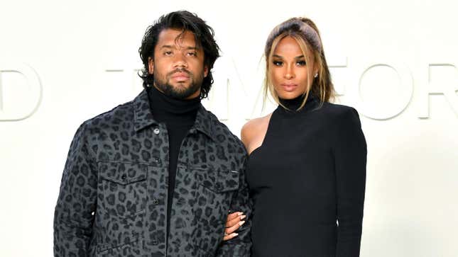 Russell Wilson and Ciara attend the Tom Ford AW20 Show at Milk Studios on February 07, 2020 in Hollywood, California.