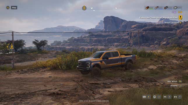A scout vehicle atop a hill overlooking the plant in RoadCraft.