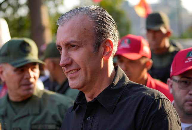 FILE - Venezuelan Petroleum Minister Tareck El Aissami arrives at the 4F military museum where late President Hugo Chavez is buried, during the activities marking the 10th anniversary of Chavez&#39;s death, in Caracas, Venezuela, March 15, 2023. Venezuela’s government announced on April 9, 2024, the arrest of El Aissami on alleged corruption allegations, about one year after his resignation. (AP Photo/Matias Delacroix, File)